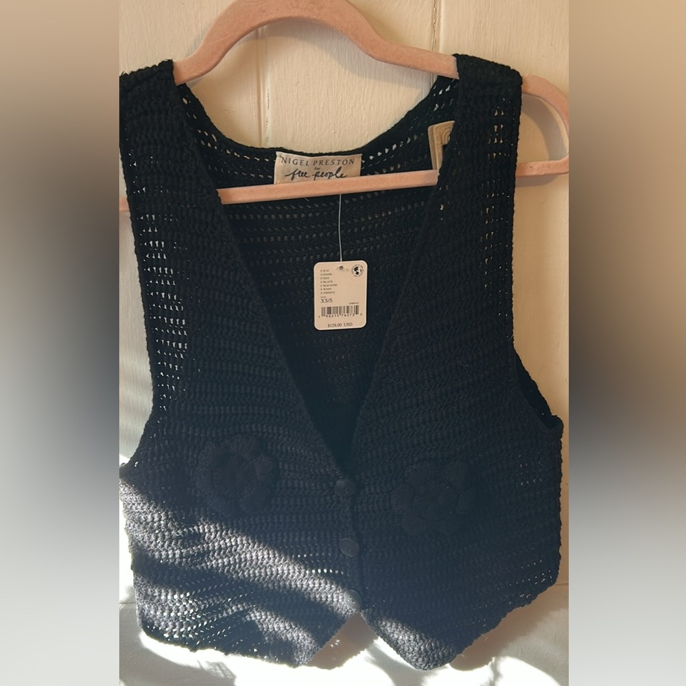 Free People Black Crochet Vest